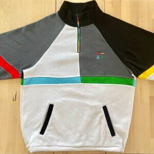 Cool Shirtz Fleece Colorblock Rainbow Quarter Zip with Front Pocket size Medium